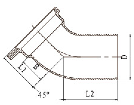 A型45度彎頭結(jié)構(gòu)圖